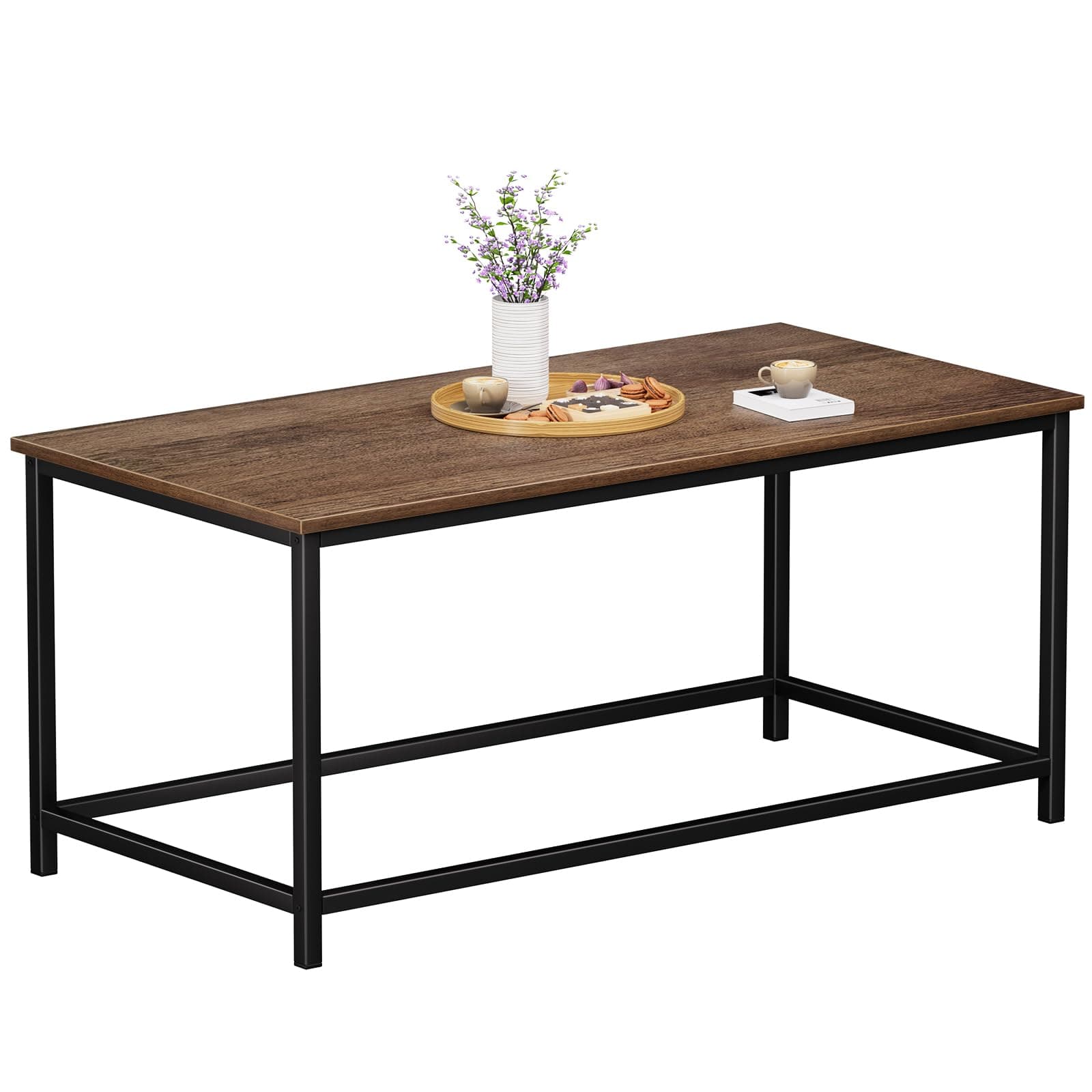 SAYGOER Coffee Table Simple Modern Rectangular Center Table Open Space Minimalist for Living Room Home Office Industrial Cocktail Tables, 39.37 x 19.69 x 17.72, Dark Walnut