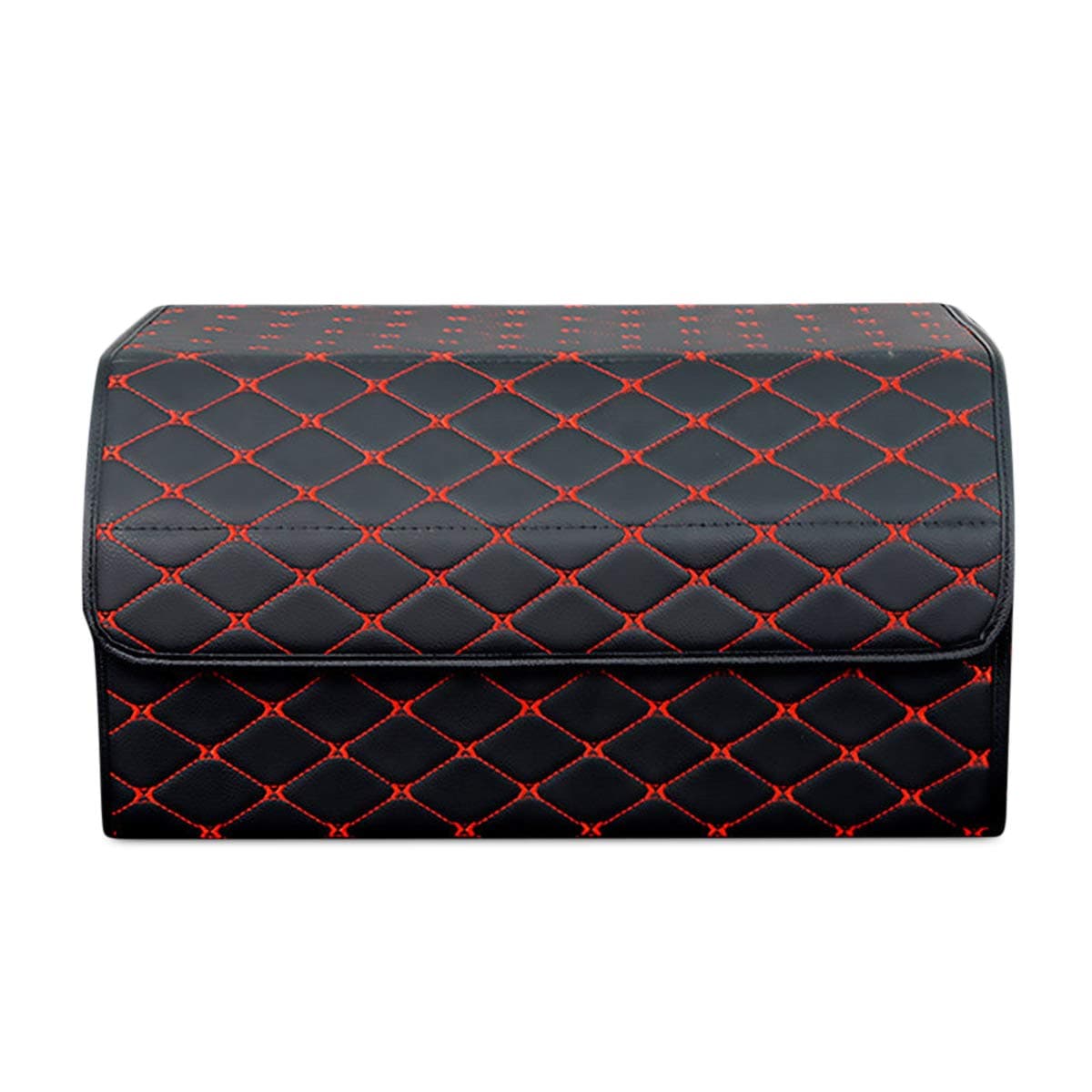 Ergocar Car Trunk Organizer Luxury Foldable Car Boot Tidy Storage Box Waterproof PU Car Boot Storage Organiser for Car/SUV/Truck/Auto (Black Red-L)