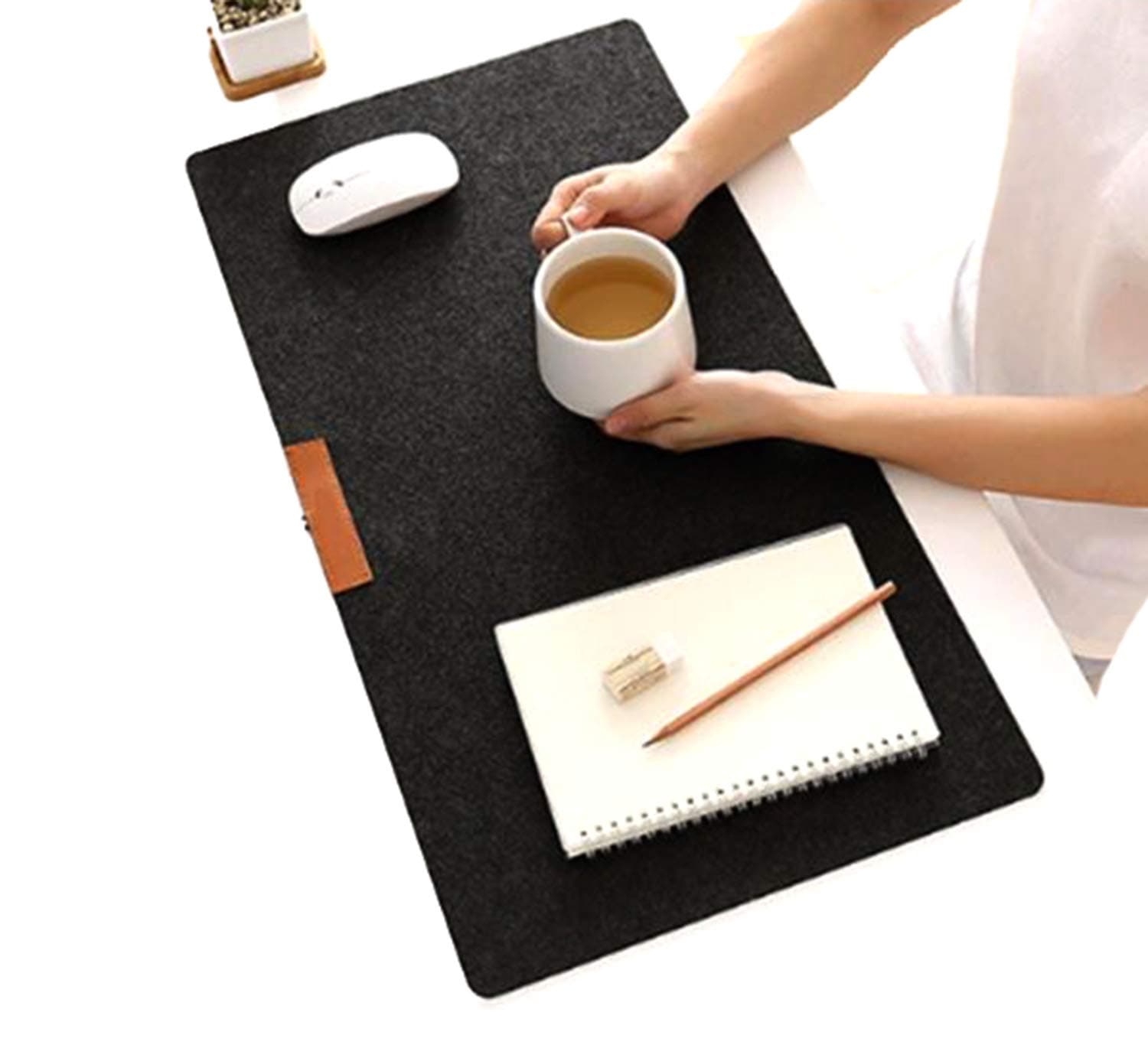 Di Grazia Black Office Computer Laptop Desk Table Keyboard Mouse Pad Mat Cushion Wool Protector Felt Non-Slip Thick Large Writing Gaming Mouse Pad (60 * 30 cm)