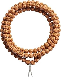 108 Beads Rudraksha Japa Mala Prayer Yoga Meditation Blessing Buddhist Necklace Bracelet, Dia 13mm