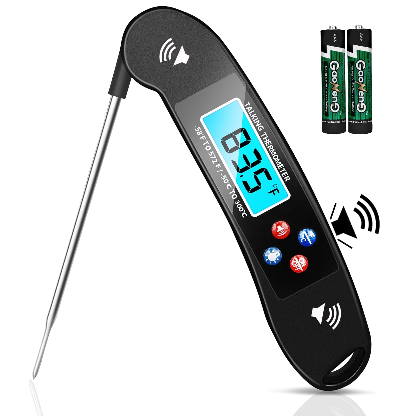 Thermometer Talking Instant Read-Instant Read Meat Thermometer Digital for Cooking-Great for Barbecue, Baking, Grilling, Cooking, All Food & Meat, Liquids