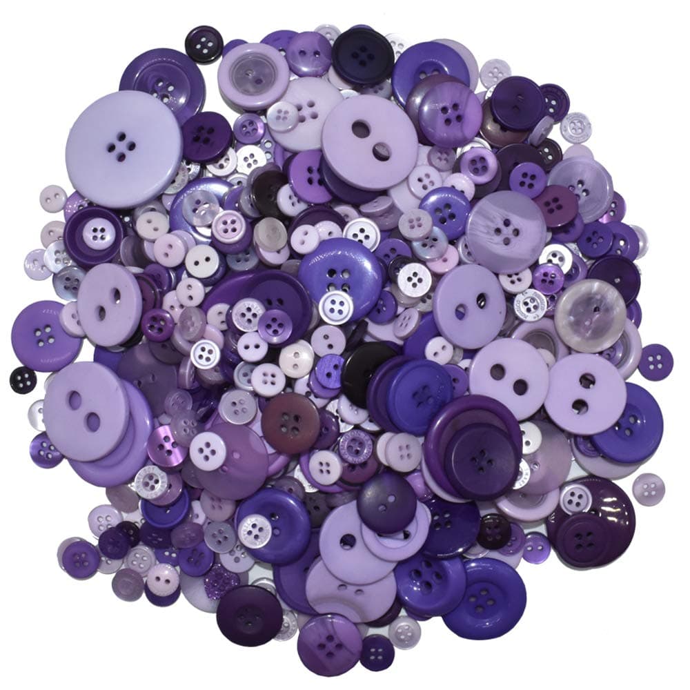 650 PCS Assorted Size Resin Round Buttons DIY Craft Sewing Decorations for Kid's Painting (Purple)