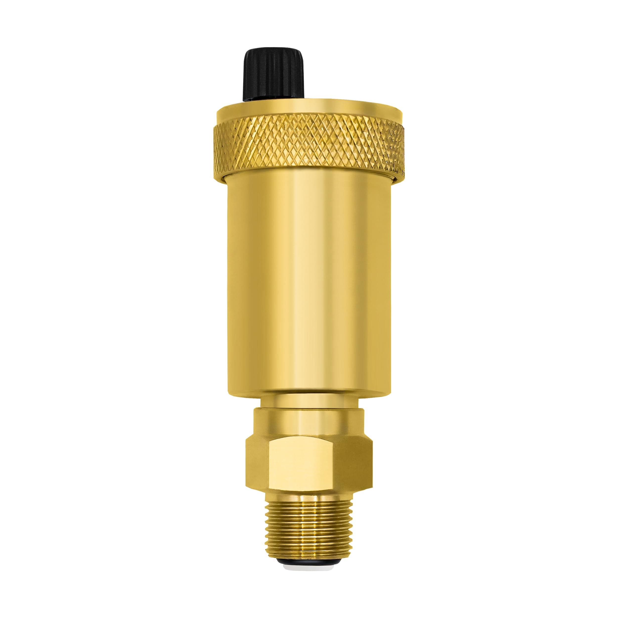 VARIOSAN Automatic quick bleeder 12111, 1/2 inch, bare brass, narrow design, with mounting valve