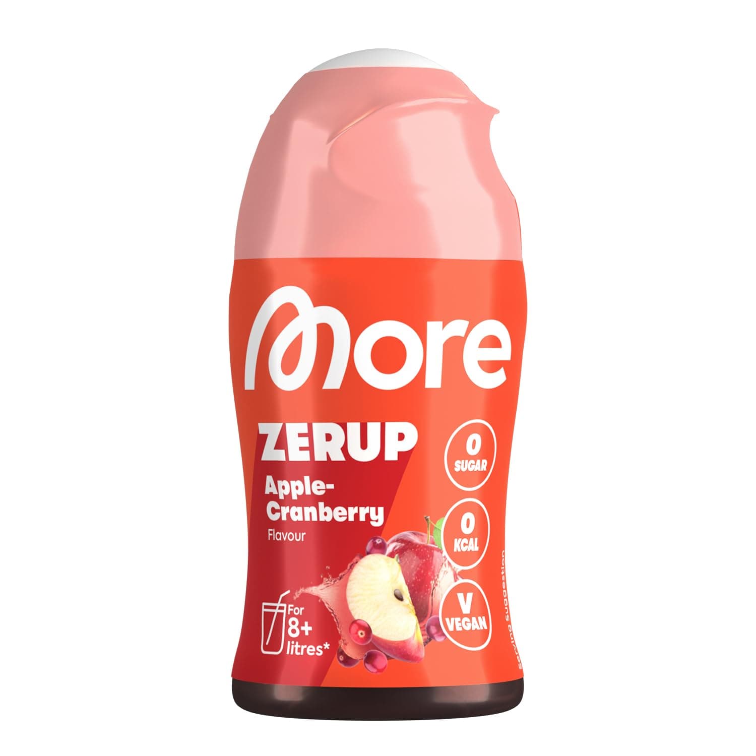 MORE Zerup, Zero Calorie Syrup a.o. with Real Fruit Extracts, Apple Cranberry, 65 ml (up to 8 l Softdrink) - Zero Added Sugars