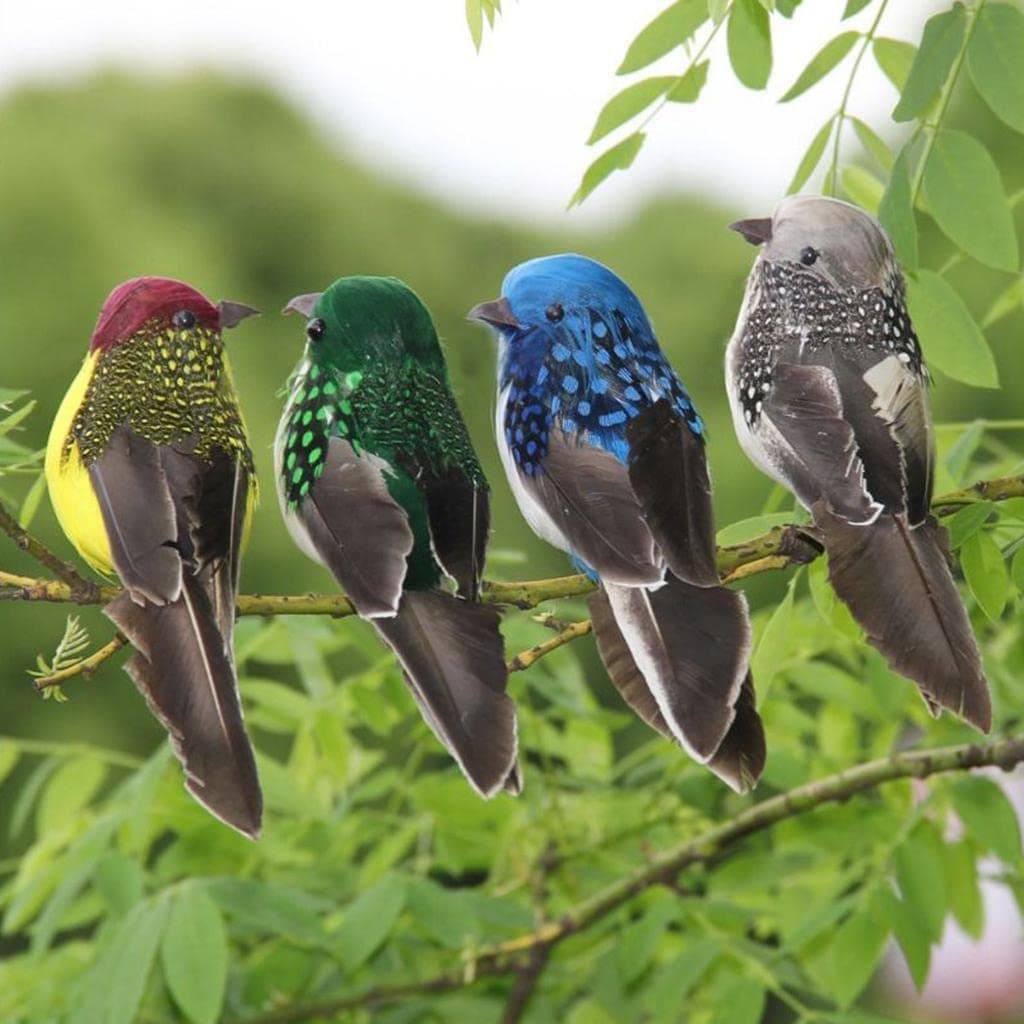 Tiny Store 1pcs Artificial Feathered Sparrow Bird Clip Fake spadger Bird Blue (60027863TS)