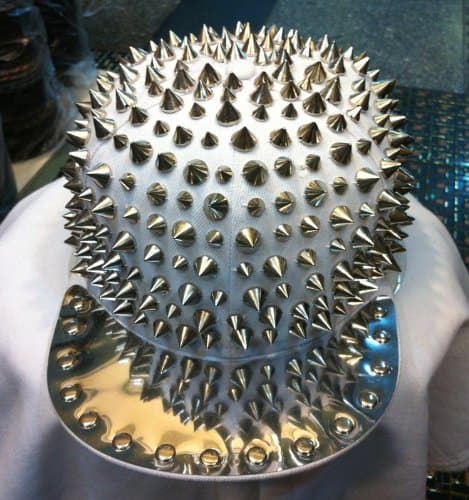New Spike Studded Embellished Adjustable Cap Bright Brim (White)