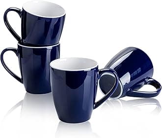 Sweese 601.103 Porcelain Mugs - 16 Ounce (Top to The Rim) for Coffee, Tea, Cocoa, Set of 4, Navy