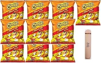 Cheetos Cheese Flavored Snacks, Flamin' Hot Crunchy, 1 Ounce - Snack Pack of 10 / 1 Ounce Bags Gluten Free Healthy Chips & Crisps- Bulk Snacks & Individual Chips - Variety Chips for All Adults, Teenagers, and Kids Snacks + 1 Bag of Mystery Flamin' Chip / 1 ZiQ Food Clip (10PK, FLAMIN' HOT)