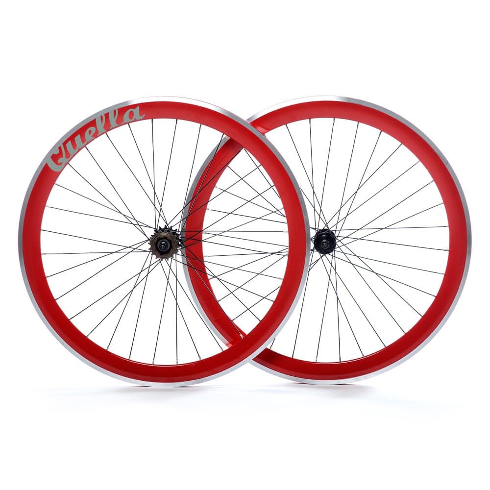 Quella 700C Red Single Speed 40mm Deep-V Fixie Flip-Flop hub Wheels