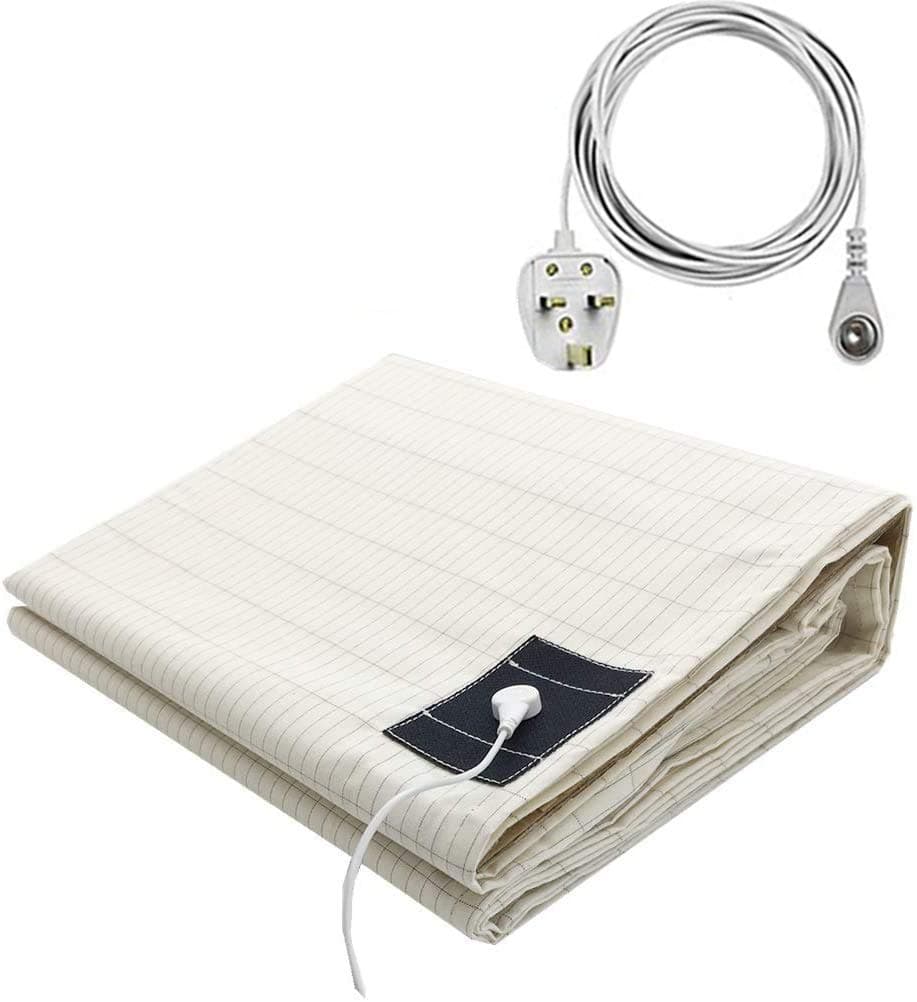 Grounding Sheet Silver Conductive Earthing Sheet with UK Connection Cord for Better Sleep(39x80in)