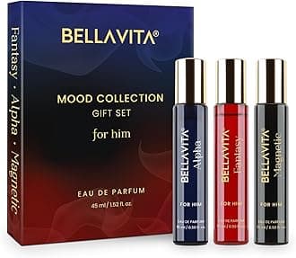 BellaVita Luxury Mood Collection Gift Set (3x15ml) for Men | Pheromone Inspired Technology Long Lasting Fragrance | Includes Alpha, Fantasy & Magnetic Perfumes | Woody, Vanilla, Benzoin and Cedarwood