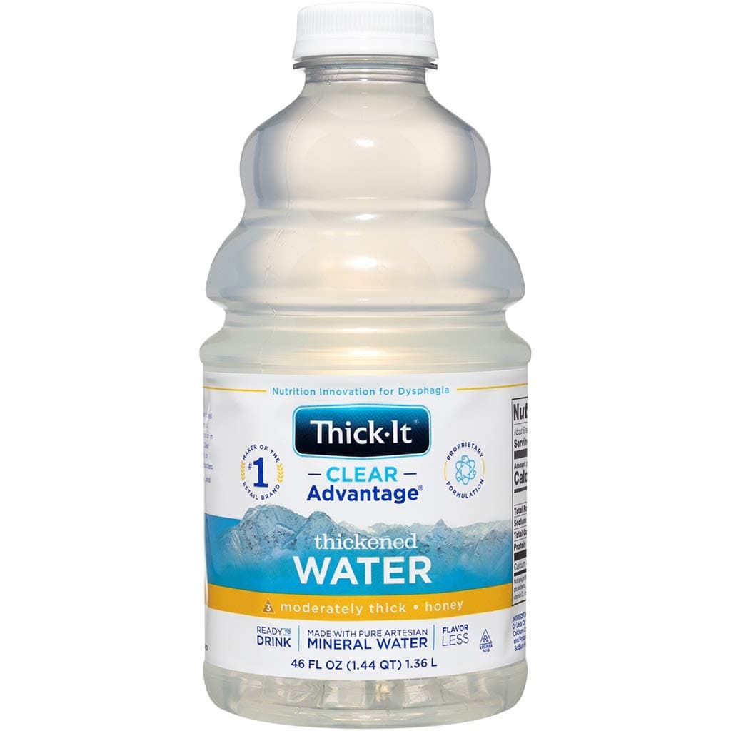 Thick-It Clear Advantage Moderately Thick Water, Honey Consistency, Ready-to-Drink, Digestible Swallowing Aid, Hydration on the Go, Convenient & Ready-to-Use, No Mixing Needed, 46 oz Bottle