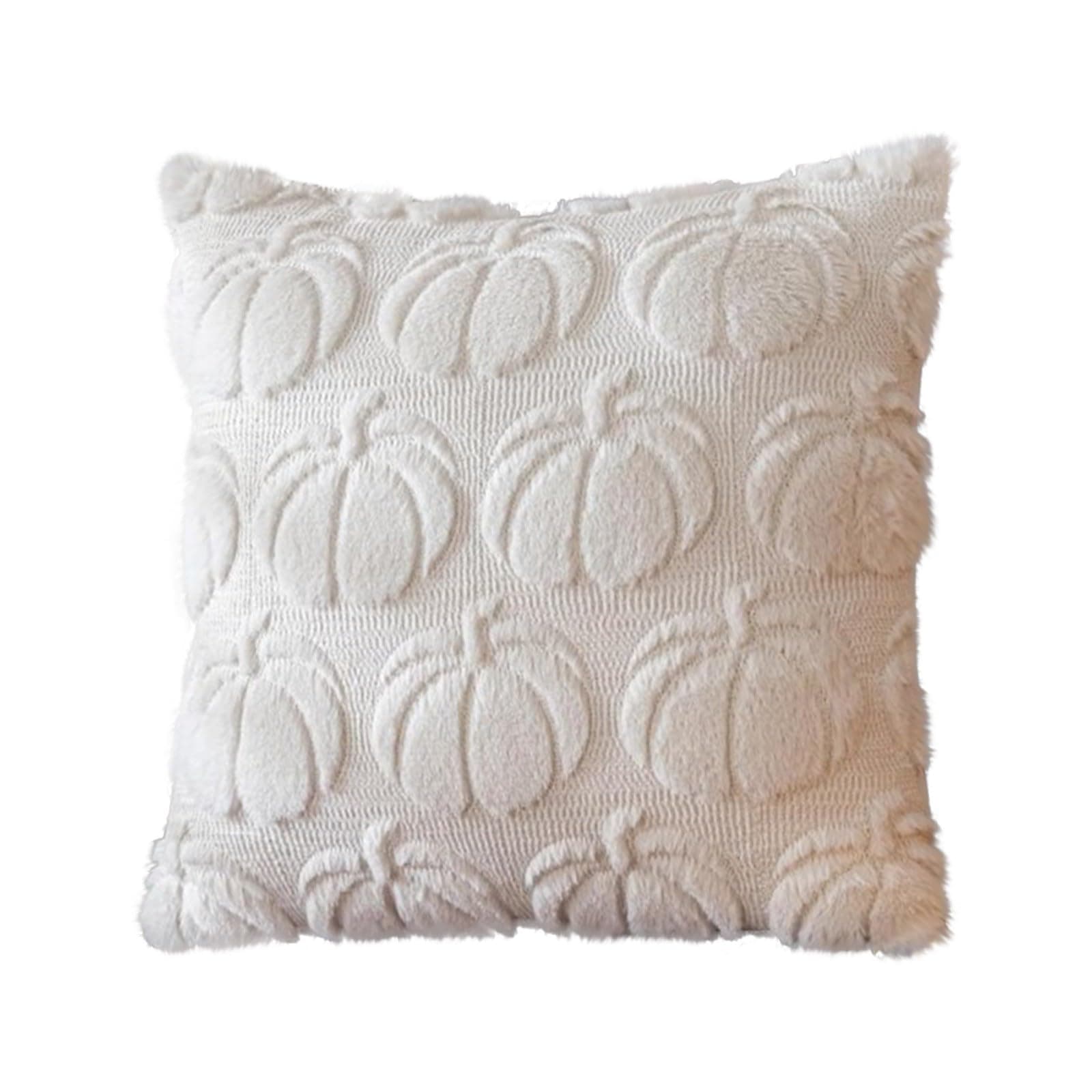 Pumpkin Fall Pillow Covers Decorative,Autumn Rust Red Pumpkin Pillow Case For Autumn Harvest,Fluffy Plush Accent Pillow Cases for Farmhouse Couch Cushion Covers (White)