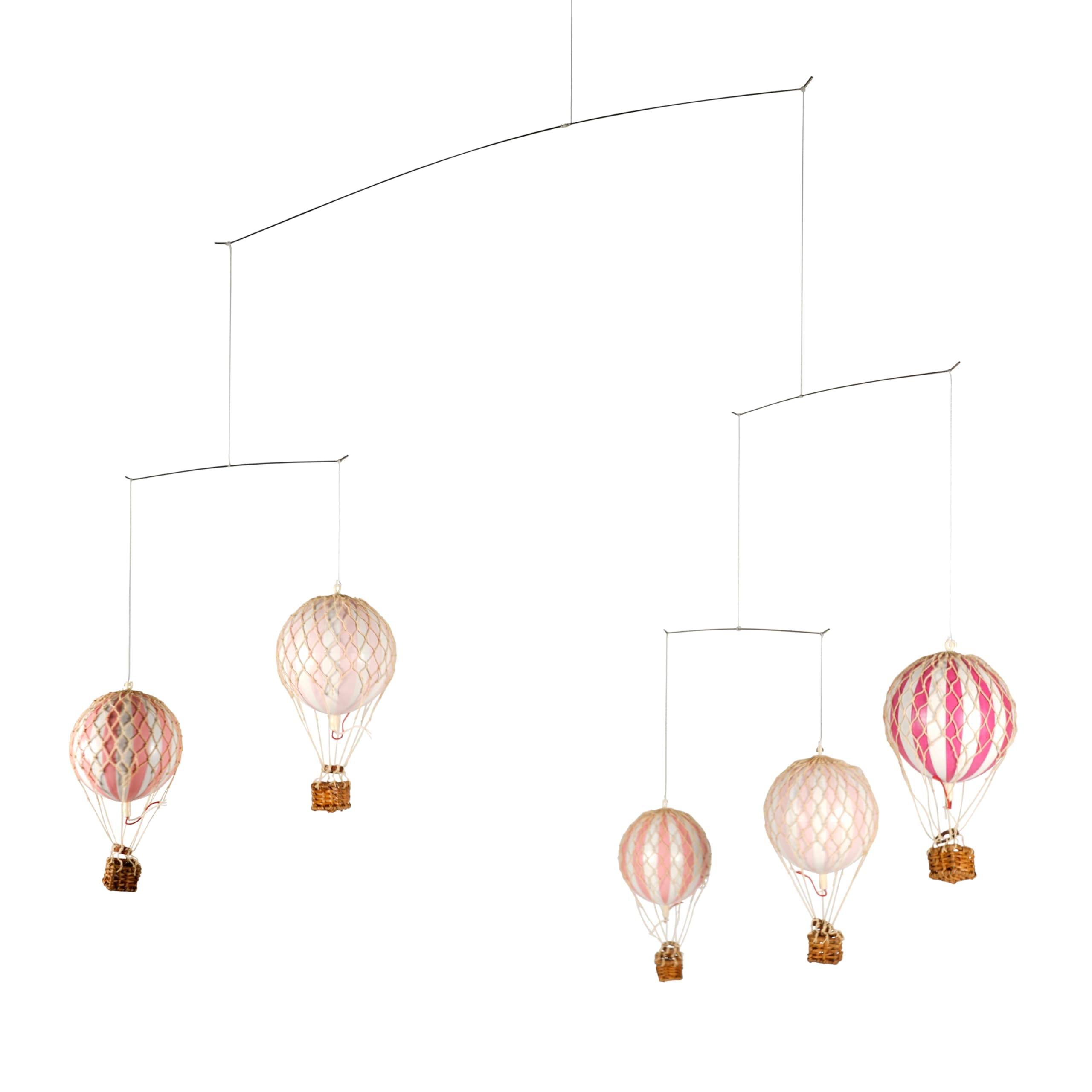 Authentic ModelsHot Air Balloon Mobile | Gender Neutral Decor | Mobile for Ceiling | Nursery Mobile | Easy to Hang and Assemble (Pink)