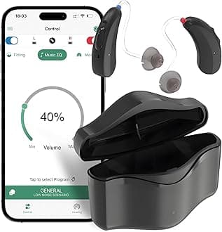 Hearing Aids for Seniors Rechargeable, RIC WDRC 16 Channel Hearing Aid with Bluetooth for Adults, Senior Hearing Aids with Smart Noise Cancellation, Digital Hearing Aid Device with APP Control, Black