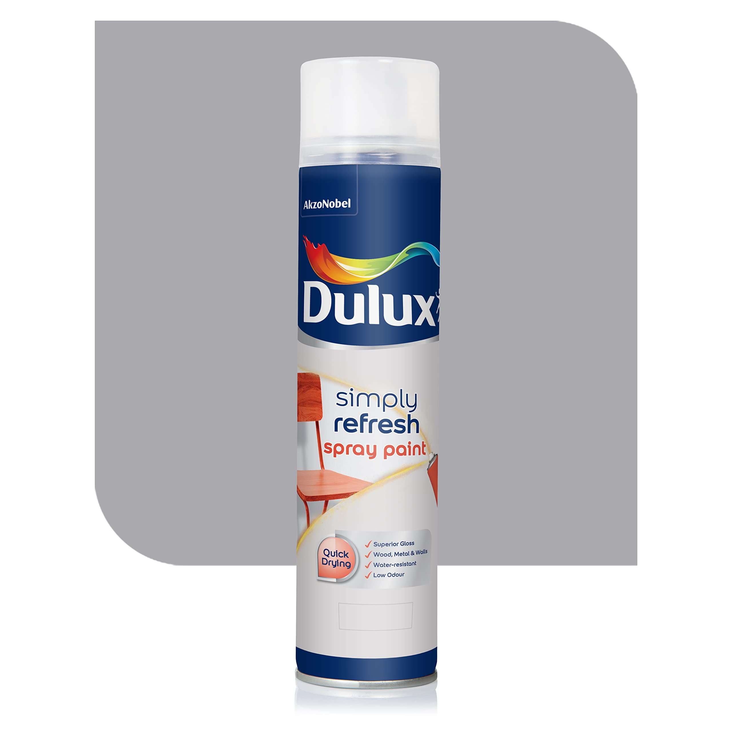 Dulux Simply Refresh Spray Paint | DIY, Quick Drying with Gloss finish for Metal, Wood, and Walls - 400ML (Silver)
