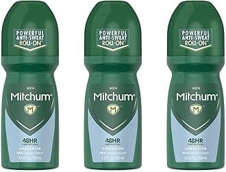 Mitchum Invisible Anti-Perspirant & Deodorant Roll-On, Unscented 3.4 oz (Pack of 3)