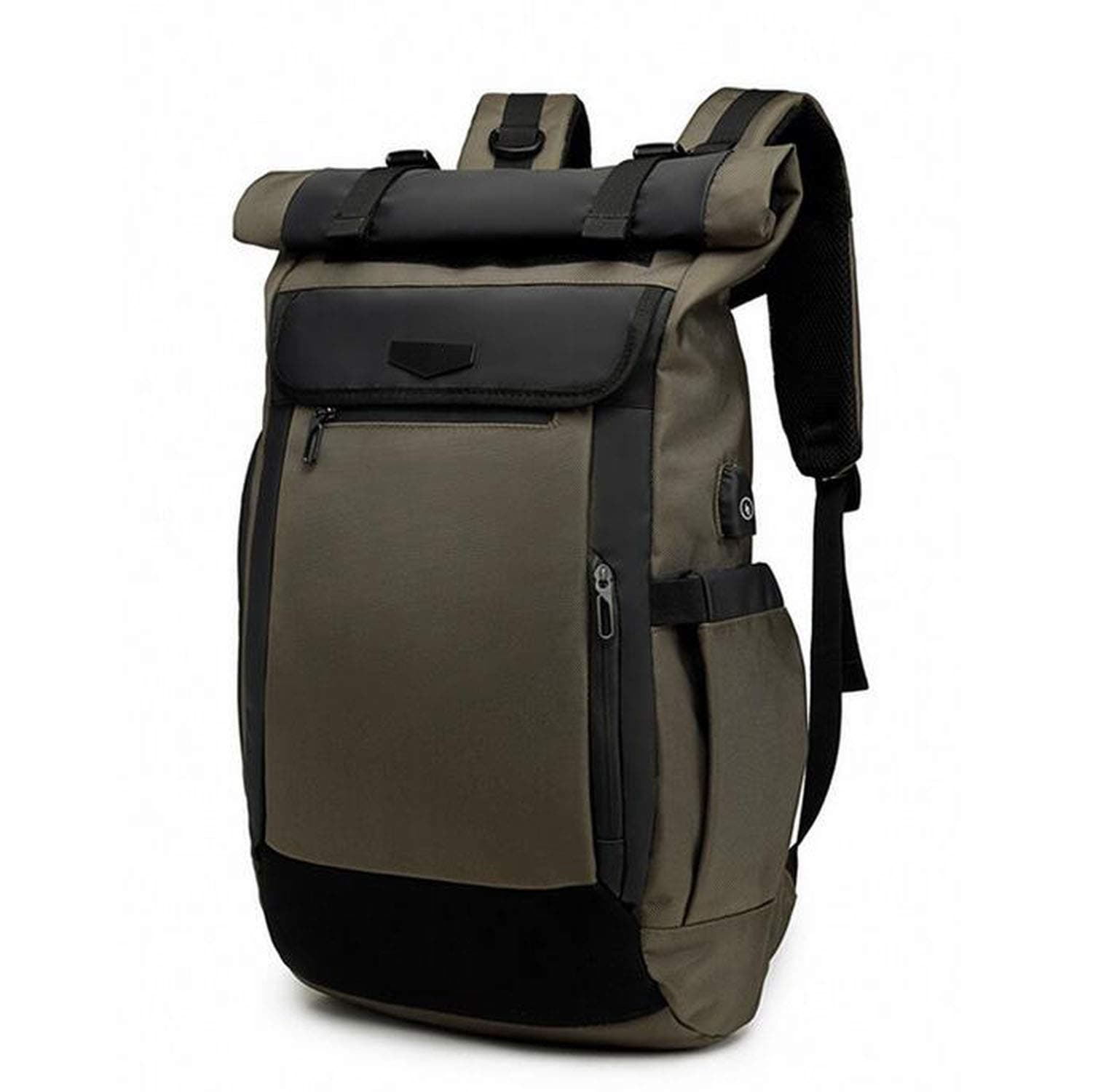Men Backpack Big Waterproof Multifunction USB Charging Designer Laptop Backpacks for Teenager Fashion Schoolbag Travel,Army Green