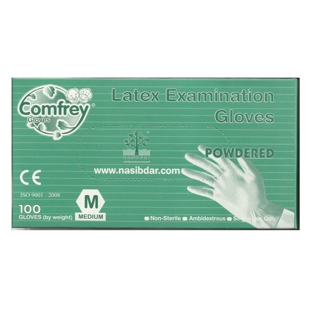 Comfrey M Latex Examination Gloves 100's Powdered Disposable