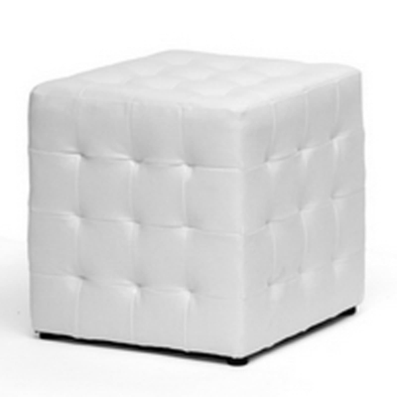 Baxton Studio Siskal Modern Cube Ottoman, White, Set of 2