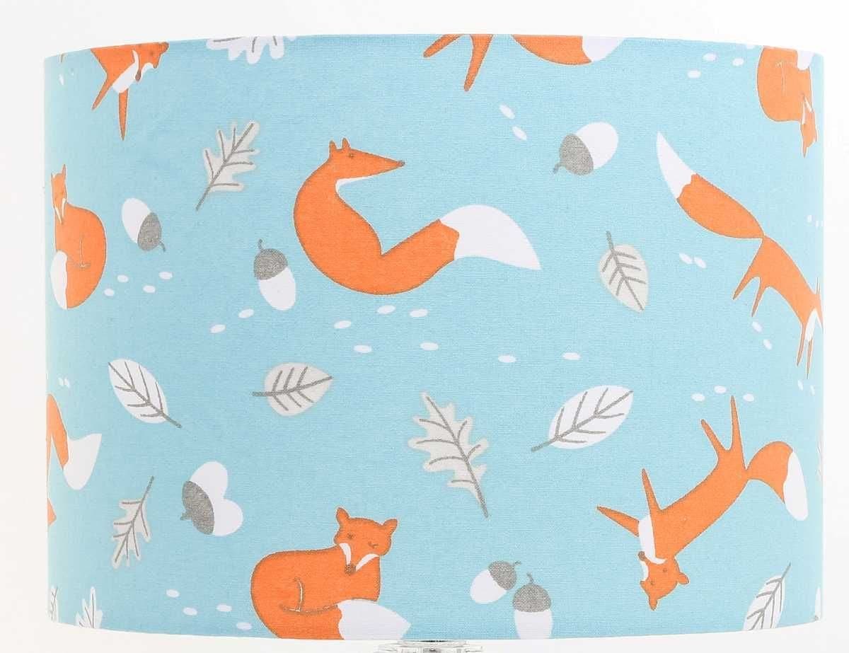 8" Turquoise Mr Fox and Acorns Lampshade Ceiling