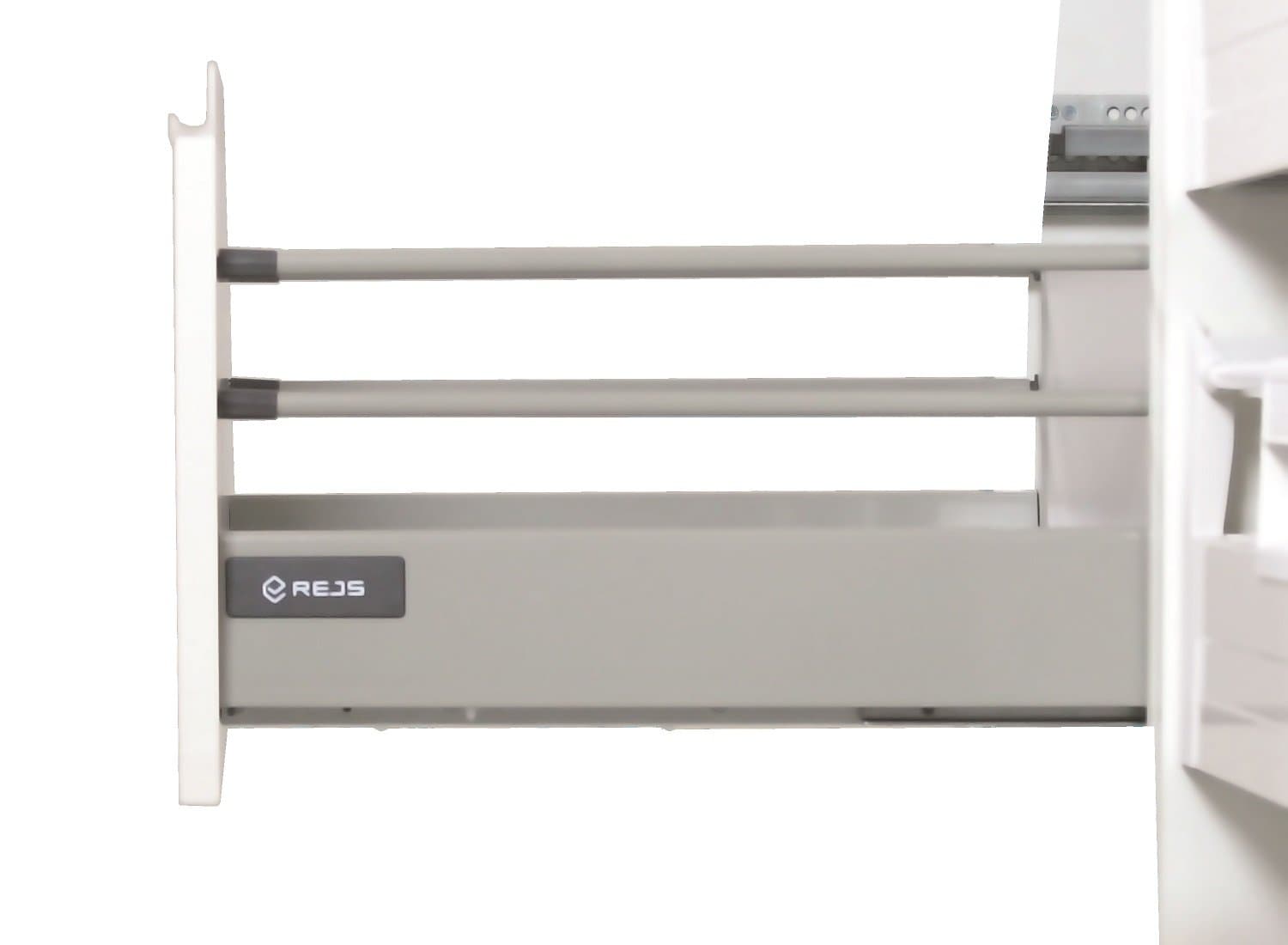 Soft Close Kitchen Drawer Runners System L - 500 - Comfort Box by Rejs Round top Rail (H = 204mm, White)