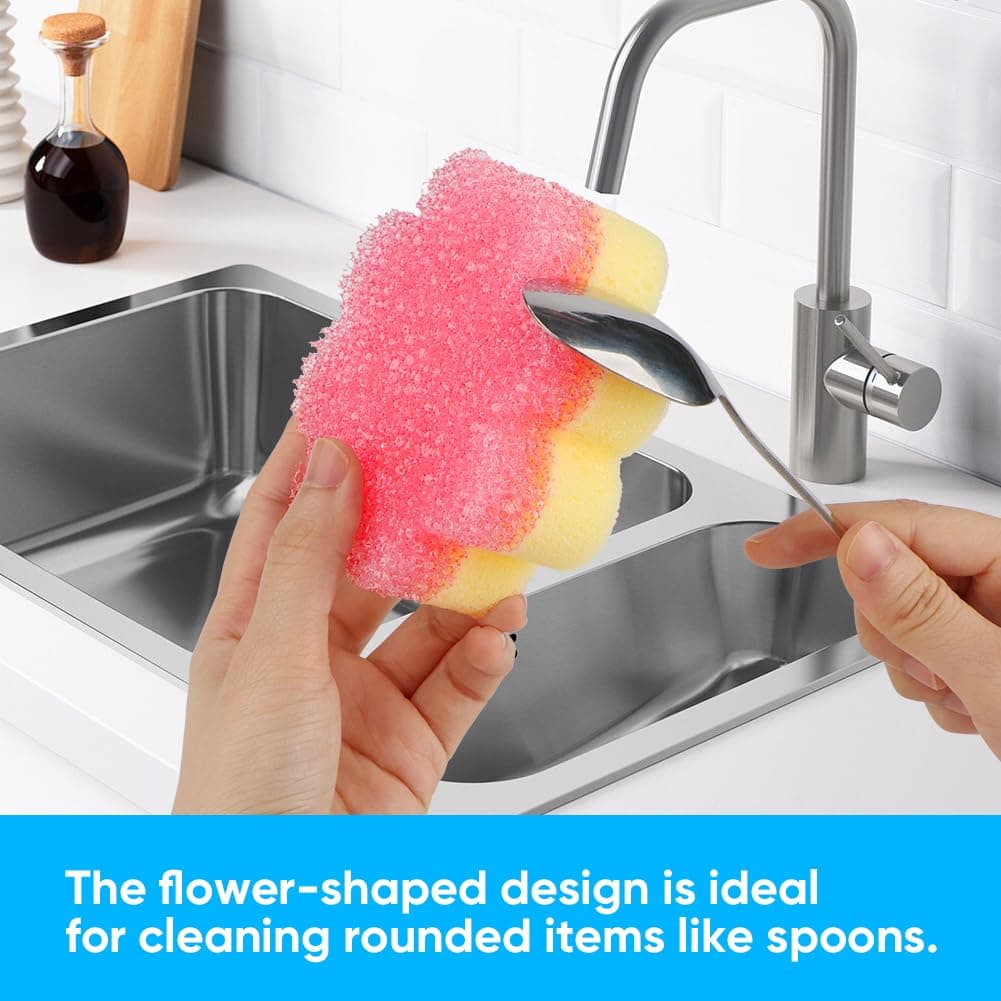 Scrub Sponge, Dual-Sided Temperature-Responsive Sponge and Scrubber - Non-Scratch - Multipurpose Dish Sponges for Kitchens, Bathrooms, and Outdoor Use - 3 Pack