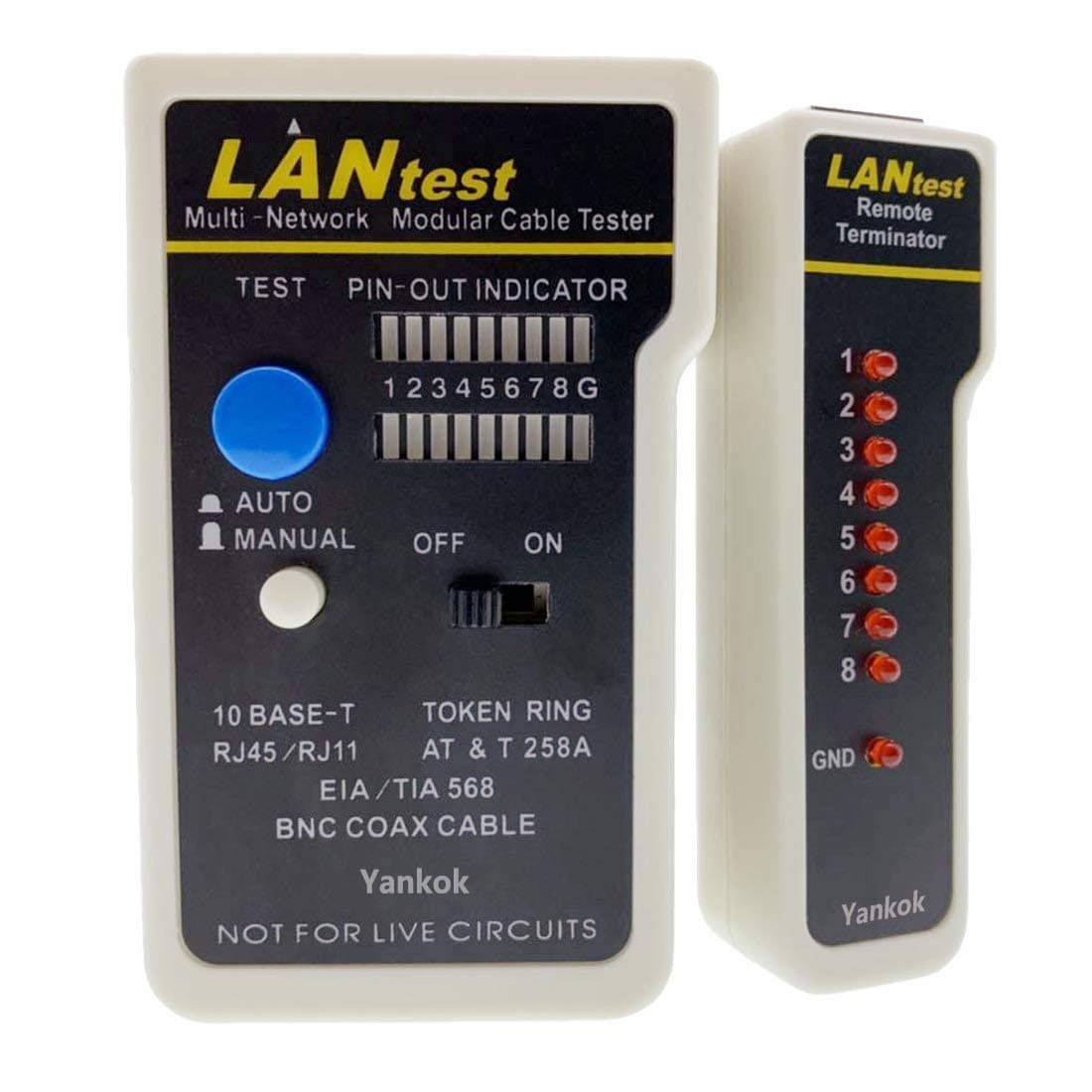 [LANtest Multi-Network Modular Cable Tester Kit] for 10Base-T (Cat5/5e Cat6), 10Base-2 (Coaxial), RJ45 RJ11 Modular Cables, 356A, TIA-568A/568B, Token Ring and Telephone Cables Test