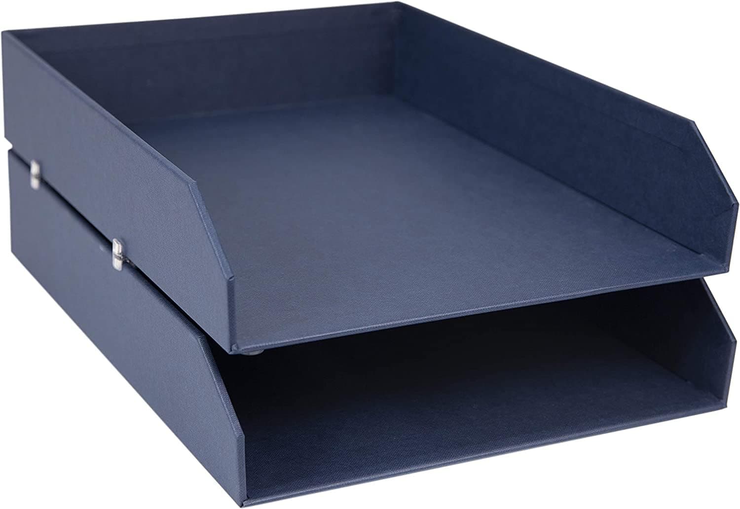 Bigso Hakan Letter Trays - Stackable Paper Tray Organizer with Stable Rubber Feet for A4 or Letter Size Documents - 9.1 in x 12.2 in x 2.4 in - Pack of 2 - Blue
