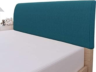 Easy-Going Stretch Bed Headboard Cover,Small Square Jacquard Headboard Slipcover, Dustproof Bed Head Cover for Bedroom (King,Peacock Blue)