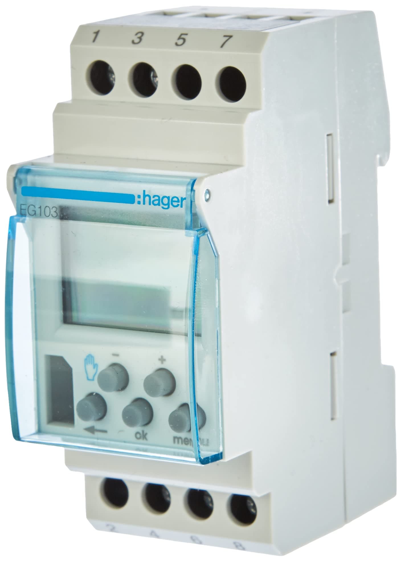 Hager EG103 Weekly Timer/Counter, Electric - (Grey, Digital buttons, 1 Channel, 16 A)