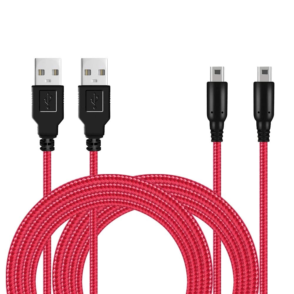 2 Pack 5ft 3DS/ 2DS USB Charger Cable, Nylon Braided Power Charging Cord Cable Compatible with Nintendo 3DS/ 2DS/ DSi