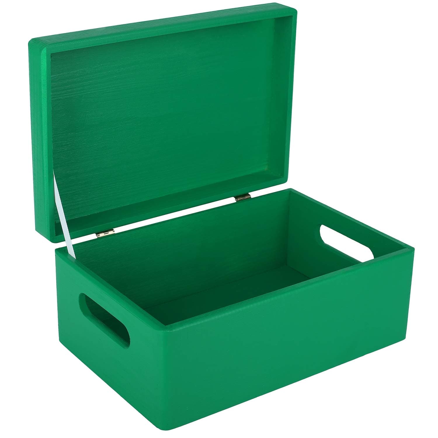 Creative Deco Large Green Plain Wooden Storage Box | 30 x 20 x 14 cm (+/-1 cm) | Hinged Lid & Handles | Gift Christmas Xmas Box Kitchen Storage | UNSANDED Wood Keepsake Memory Craft Chest