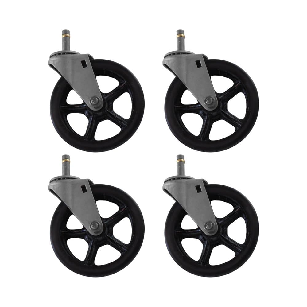 Test 4 Pack - 5" CC Vintage Swivel Caster - Grip Stem Mount - Black Polyureathane Wheel