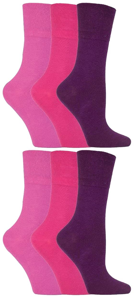 IOMI - 6 Pack Women Thin Non Binding Extra Wide Loose Top Cotton Diabetic Socks