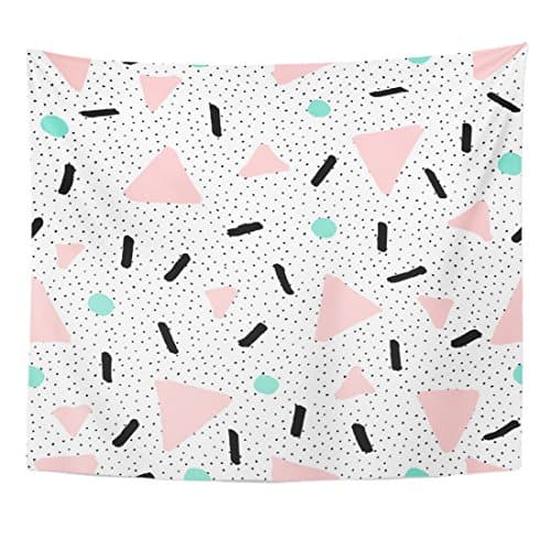 TOMPOP Tapestry Abstract Pattern in Black Pastel Pink and Mint Green Home Decor Wall Hanging for Living Room Bedroom Dorm 50x60 Inches