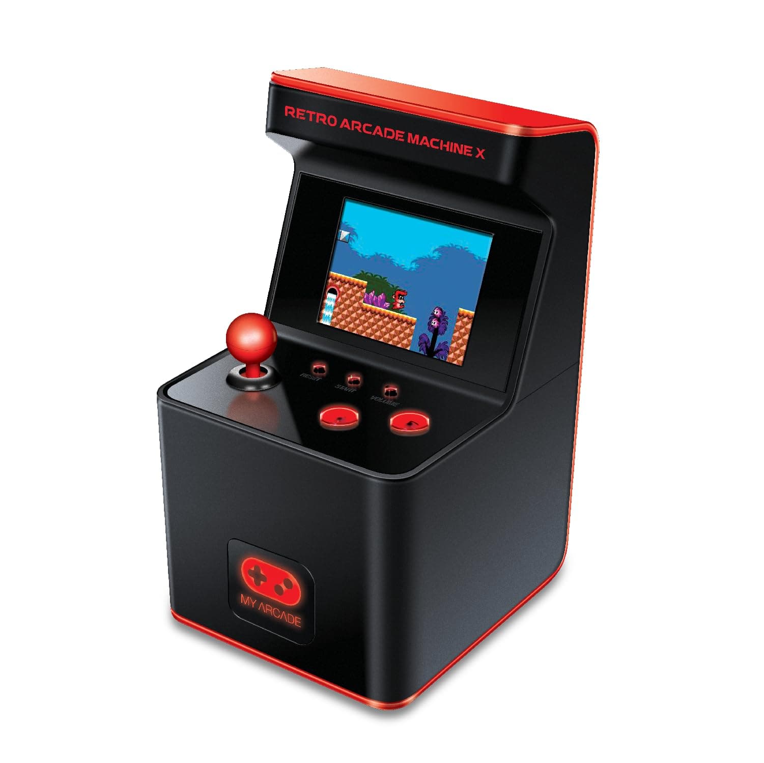 Retro Arcade Machine X Mini Arcade: 300 Retro Style Games, 5.75 Inch Tall, AA Battery Powered, 2.5 Inch Color Display