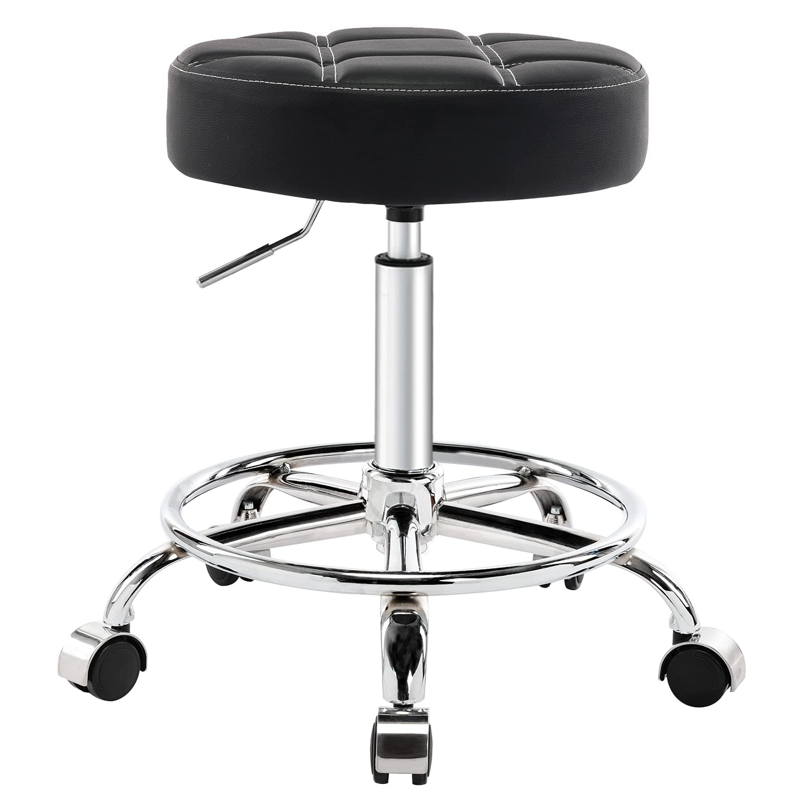 Swivel Rolling Stool with Wheels and Foot Rest Adjustable Hydraulic Drafting Stool for Medical Spa Office Desk Kitchen Guitar Tattoo