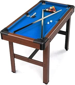 PEXMOR 48" Pool Table, Billiard Game Table for Kids and Adults, Mini Pool Table Set Indoor & Outdoor for Game Room Family with Balls, Cues, Chalk, Brush and Triangle