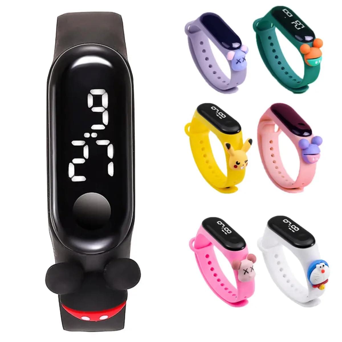 ON TIME OCTUS Touch Button Cartoon Character Silicone Strap Pop Color Digital Kid's Watch M4 (Black Dial Multicolor Strap)(Color Will Be Shipped As Per Availability)
