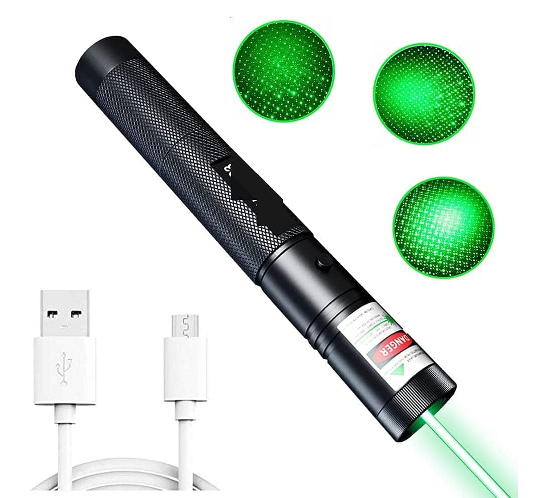 Laser Pointer, High Power Long Range Green Light Lazer Pointer, Rechargeable Tactical Flashlight Pen for Camping, Hiking, Hunting and Fishing, Cat Toys for Indoor Cats