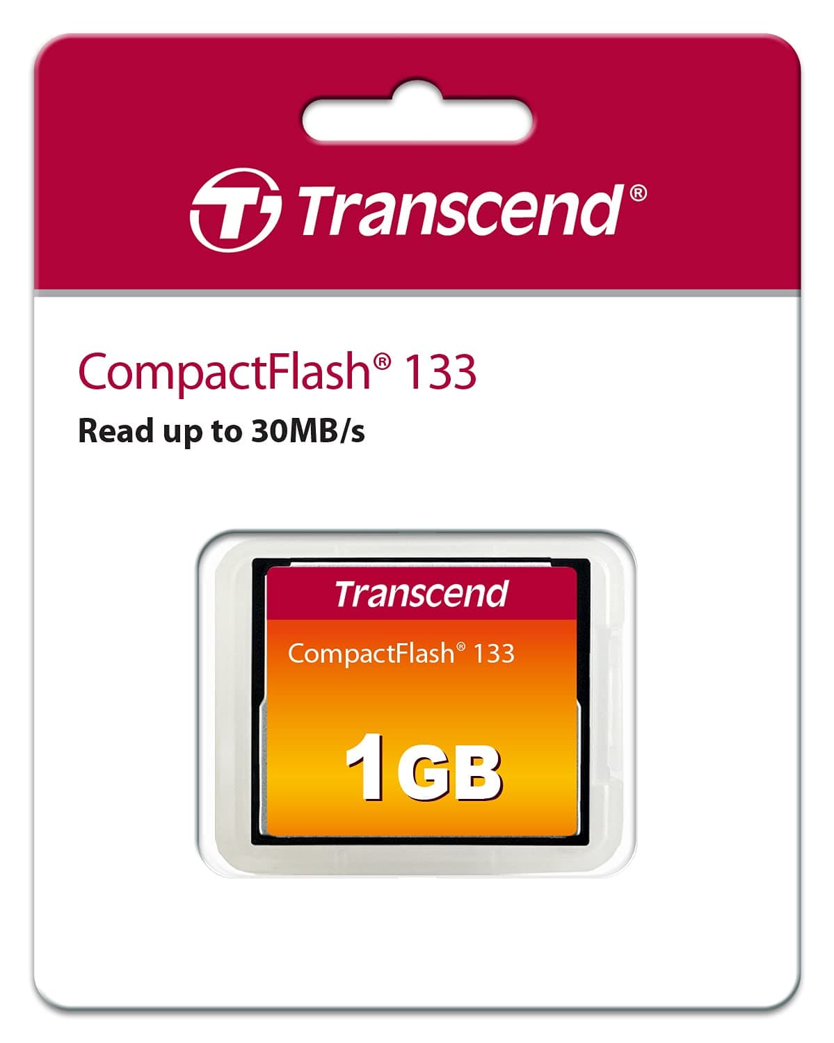 Transcend CF133 CompactFlash Memory Card 1GB, Up to 30MB/s, DSLRs Camera Card, MLC NAND Flash, ECC, Support Ultra DMA transfer mode 4 - TS1GCF133