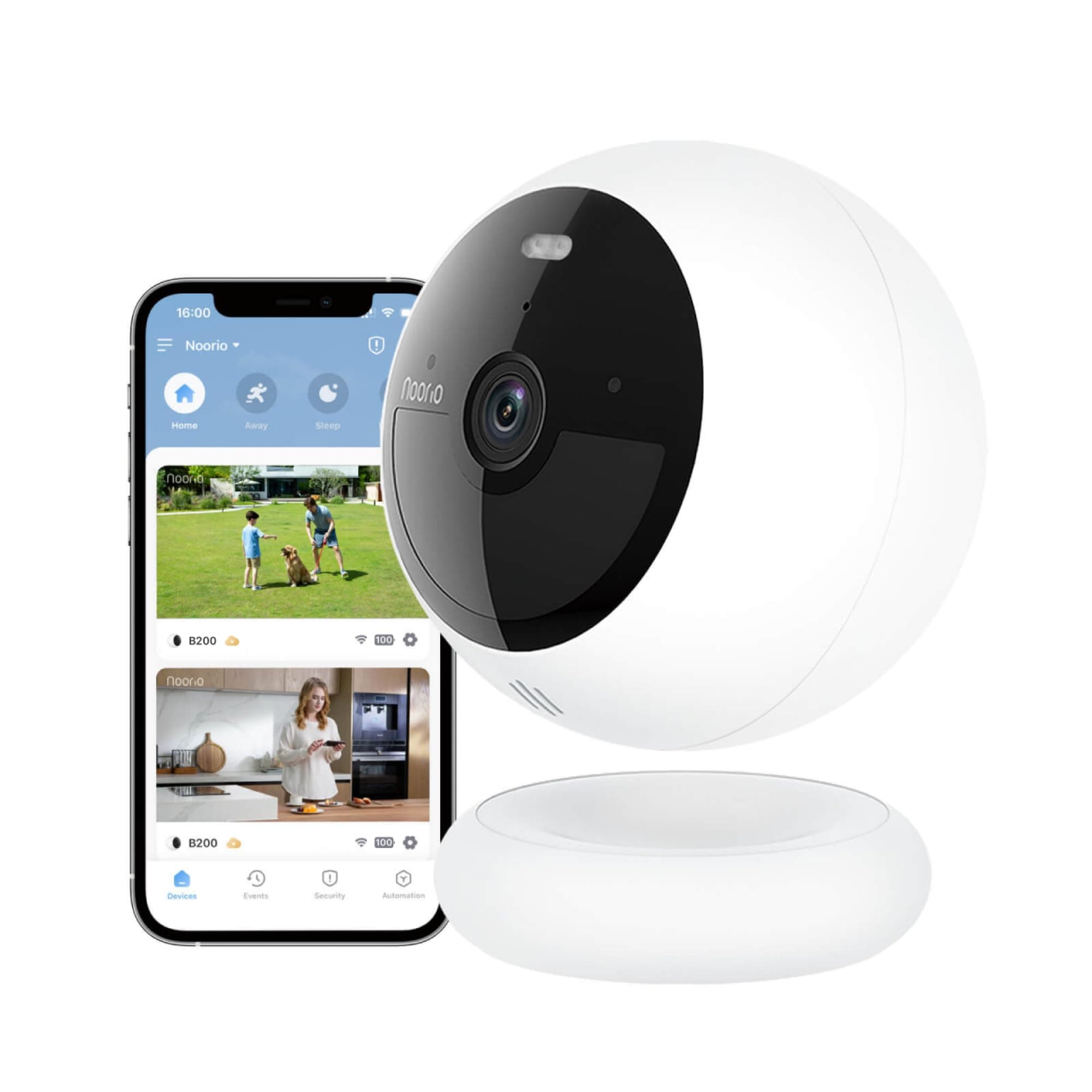 Noorio Wireless Security Camera with 1080P and 32GB Local Storage, Wireless Home Security Camera Battery Powered, Color Night Vision with Spotlight, Work with Alexa, Set up in Minutes B200