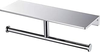 Double Roll Toilet Paper Holder with Solid Brass Shelf and Superior Hotel Style Toilet Paper Dispenser, Saving Storage, Polished Chrome Finish