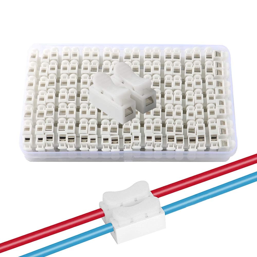 QitinDasen 68 Pcs CH2 Spring Wire Connectors, Quick Cable Connector Terminal Block, Electrical Cable Clamp Terminal Block Connector, No Screw No Welding