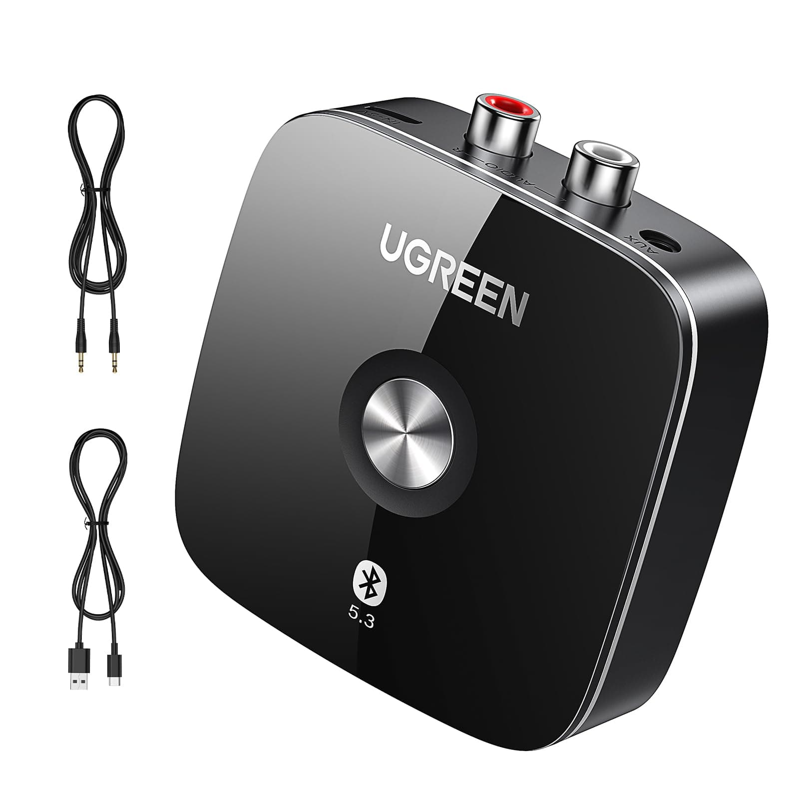 UGREEN Bluetooth Receiver 5.3, Wireless Audio Music Bluetooth Adapter for Home Car Music Streaming Sound System with 3.5mm and 2 RCA Compatible with Phones Tablets Speaker Amplifier