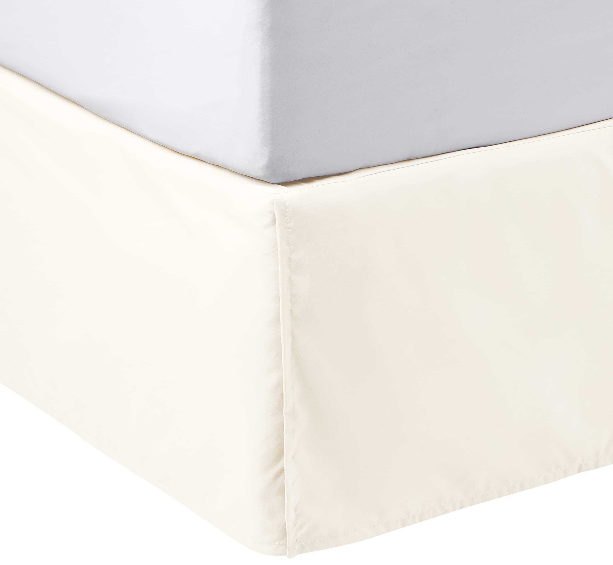 Lightweight Pleated Bed Skirt, Machine Washable, Wrinkle and Fade Resistant, Queen, Off White