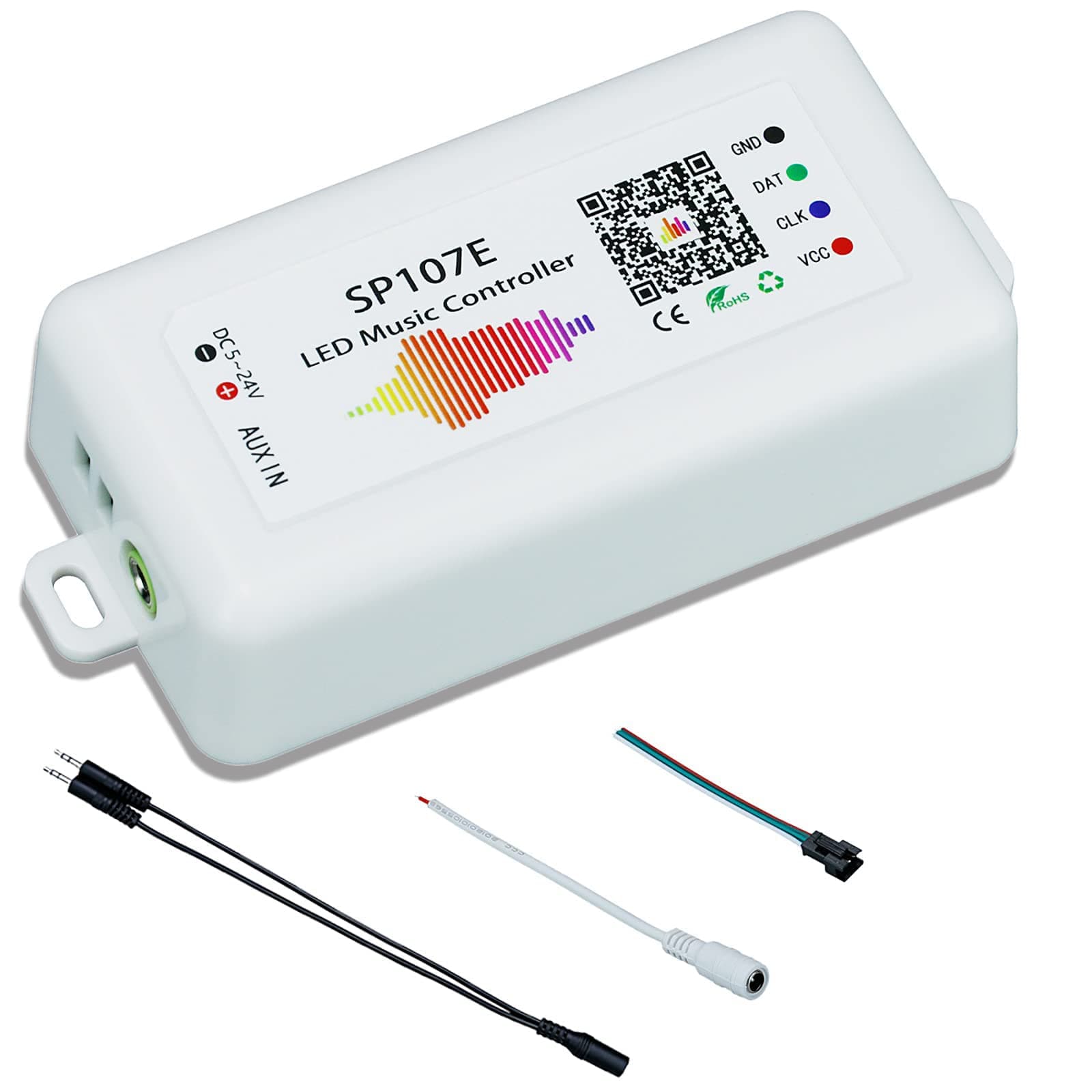 KXZM Audio Rhythm Matrix RGB LED Controller with Bluetooth and Music Function SP107E Individually Addressable App Control for LED Pixel Strip WS2812B WS2811 SK6812 UCS1903 TM1804