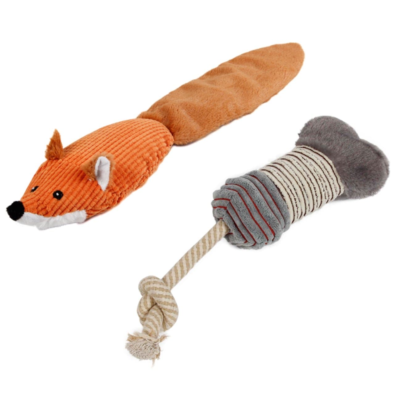 PHEENX Pets 2-Pack Big Bone and Foxy Squeaker Dog Toys for Fetch and Behavior Retriever Training is Ideal for All Breeds and Sizes