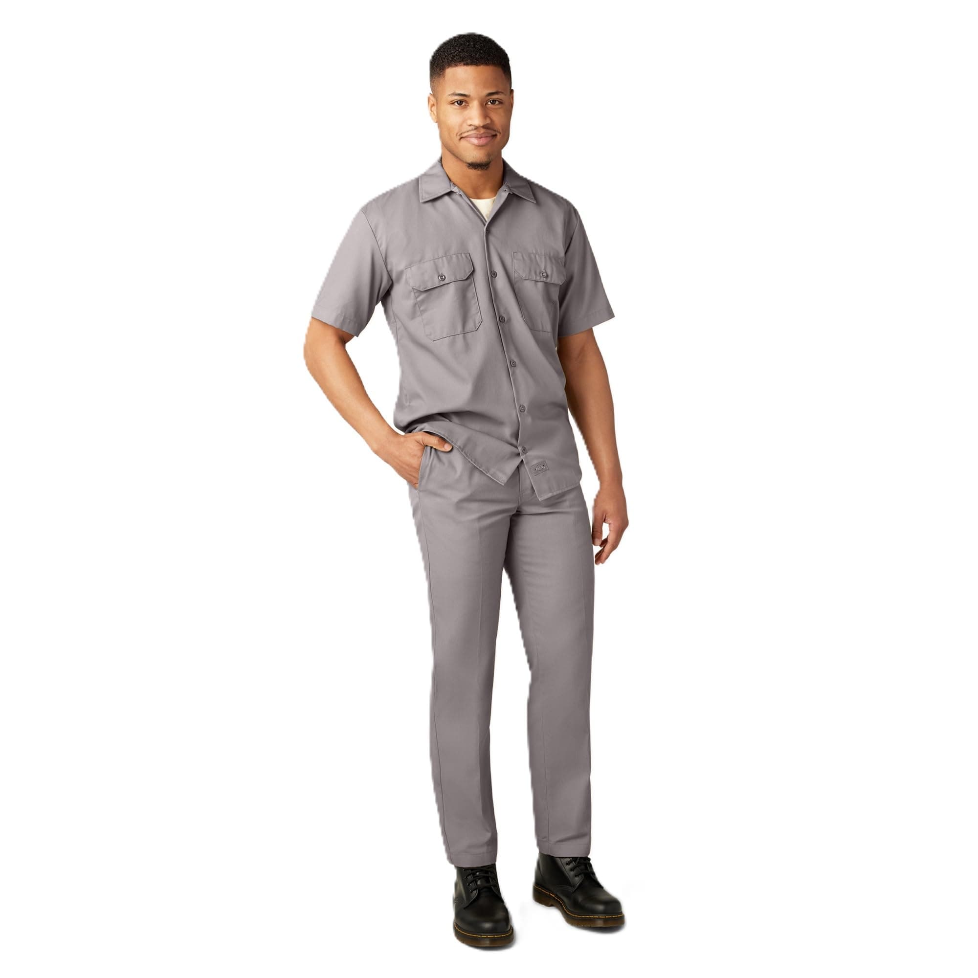 Men’s Short Sleeve Work Shirt – Durable Twill Button Down Shirts for Men, Lightweight Uniform for Daily Wear